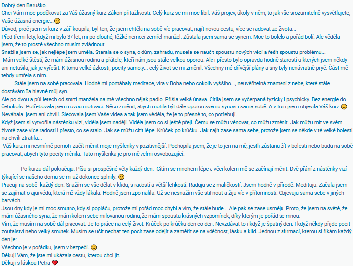 recenze na&nbsp;kurz Zákon přitažlivosti v&nbsp;praxi